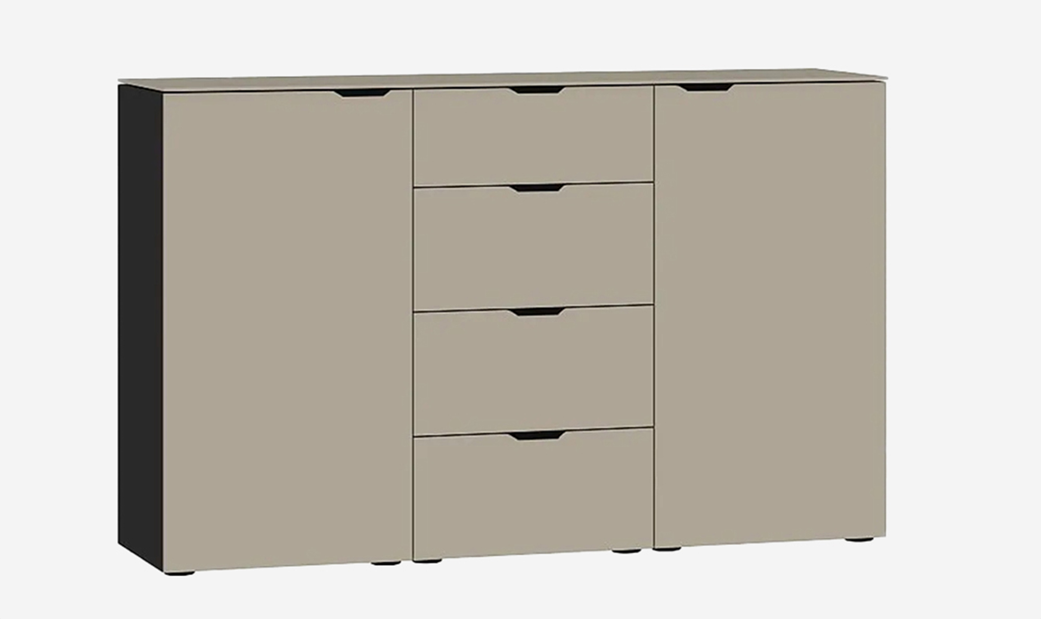 Hochformatiger Schrank mit vier Schubladen, schlicht und modern gestaltet.